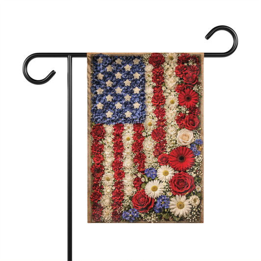 Vintage Floral American Flag Garden Flag Patriotic Outdoor Decor for Yard Home
