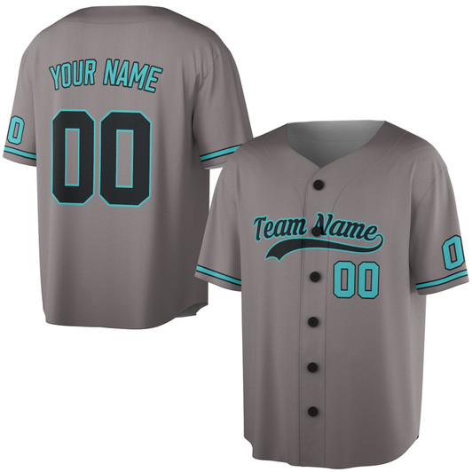 Custom Black Teal Baseball Jersey Minimal Pattern Personalized Name & Number - Adult, Youth, Kid