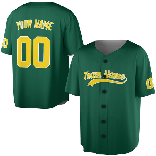 Custom Green-Yellow Baseball Jersey - Personalized Name & Number - Adults & Kids