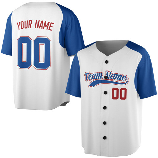 Custom White Blue Red Baseball Jersey Personalized Name Number For Adults Youths Kids