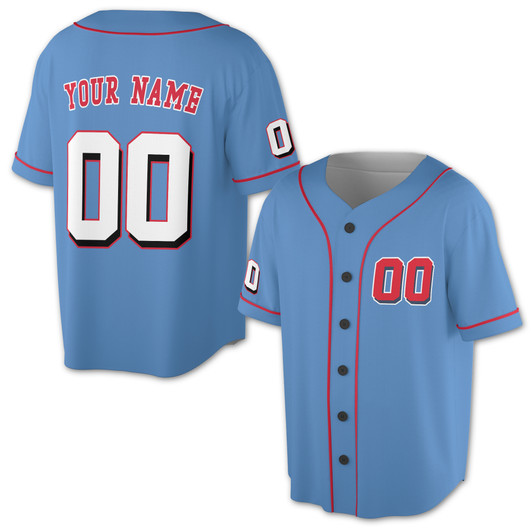 Custom Blue White Red Baseball Jersey - Personalized Name Number For Family Adult, Youth & Kids