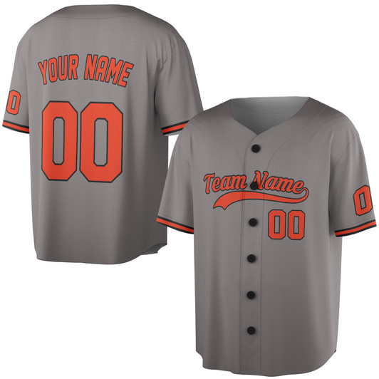 Custom Solid Orange and Black Trim Baseball Jersey - Personalized Name & Number - Adult, Youth, Kid.