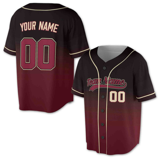 Custom Ombre Gradient with Orange Piping Baseball Jersey - Personalized Name & Number - Adult, Youth, Kid.