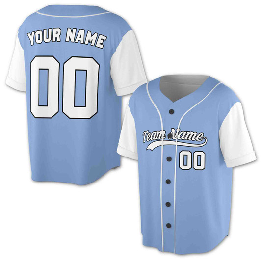 Custom Solid  White Raglan Sleeves and White Piping Baseball Jersey - Personalized Name & Number - Adult, Youth, Kid