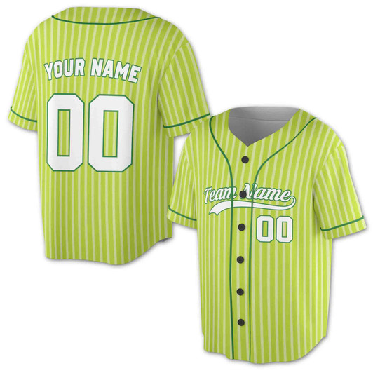 Custom Lime White Pinstripe Baseball Jersey - Personalized Name, Team & Number - Adult, Youth, Kid