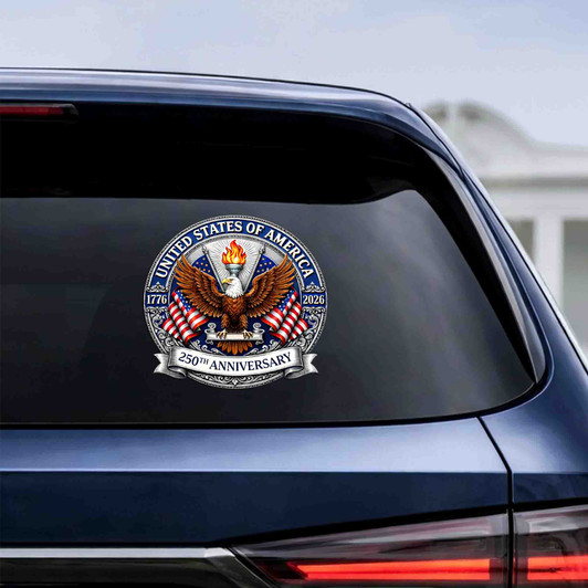 USA 250th Anniversary 1776-2026 Eagle Patriotic Car Window Vinyl Decal