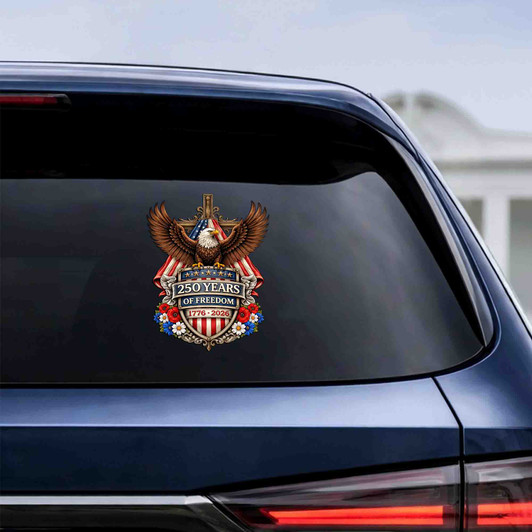 USA 250 Years Freedom Cross Eagle Flag Patriotic Car Window Vinyl Decal