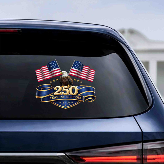 USA 250 Years 1776-2026 Patriotic Eagle Flag Shield Flower Car Vinyl Decal