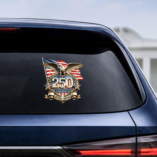 USA Eagle 250 Years 1776-2026 Patriotic Vinyl Car Window Decal