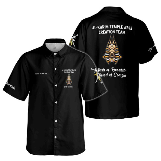 Al-Karim Temple 242 Shriners Anubis Button Down Shirt S-5XL
