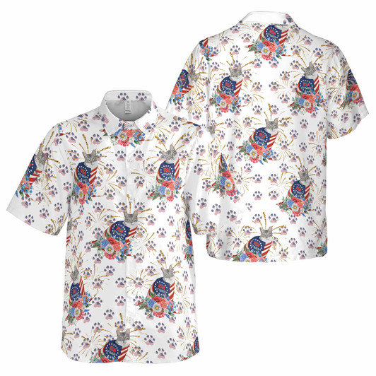 Custom Pet Picture 250 Years of America Patriotic Button Down Shirt S-5XL
