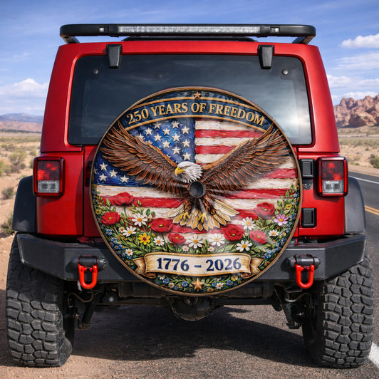 Vintage US Flag 250 Years Celebration Spare Tire Cover
