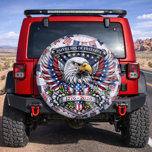Vintage USA 250 Years of Freedom Patriotic Eagle Spare Tire Cover