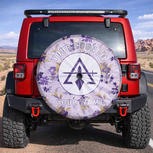 Customized Cryptic Masonry Symbol Masonic Stars Pattern Violet Spare Tire Cover