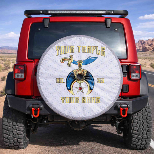 Custom Daughter of Sphinx Symbol Floral White Blue Yellow Spare Tire Cover