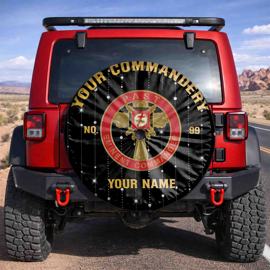 Custom Knights Templar Past Eminent Commander Dots Black White Spare Tire Cover