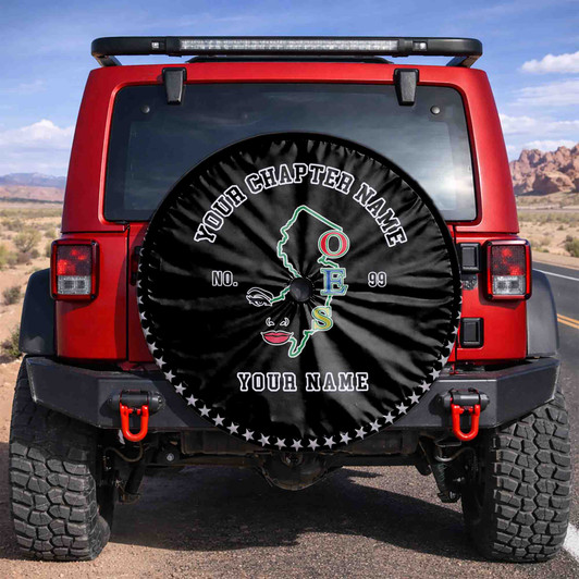 Customized OES Symbol Masonic Facial Features Black White Spare Tire Cover