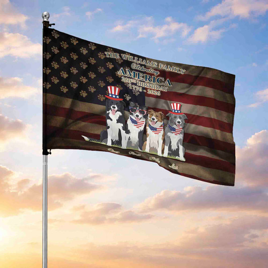 Personalized Pet Photo and Name Celebrating America 250th of Freedom House Flag
