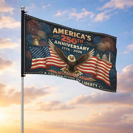 Personalized Family Name America's 250th Anniversary Eagle Liberty House Flag