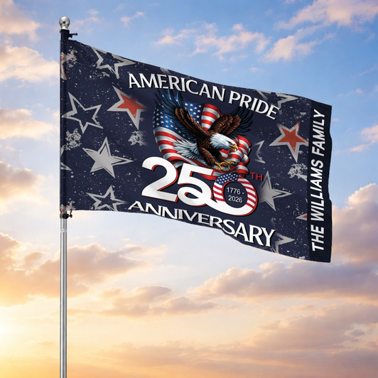 Customized Family Name American Pride 250th Anniversary Grunge Star House Flag