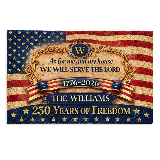 America 250th Anniversary Serve The Lord Custom Doormat Bible Verse Welcome Mat