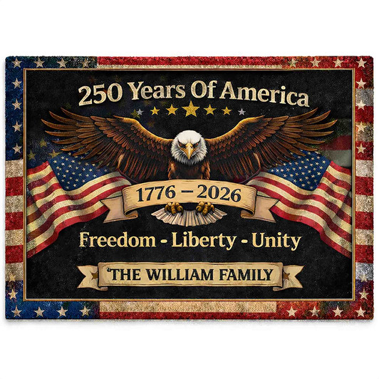 America 250 Years Custom Name Doormat Freedom Liberty Unity 1776-2026 Welcome Mat