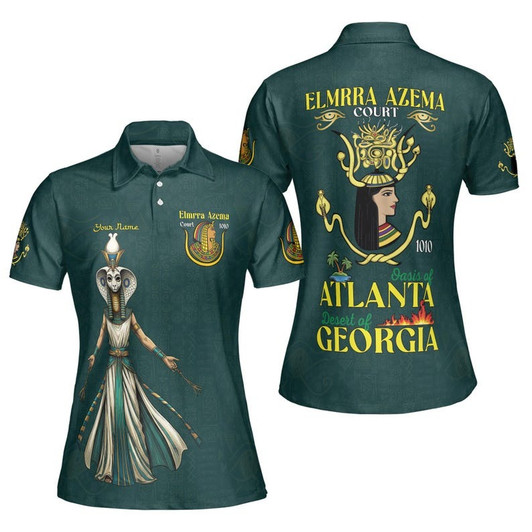 Personalized Court Name DOI Egyptian Ancient Goddess Crown of Eternity 3D Women Polo Shirt Size S-5XL