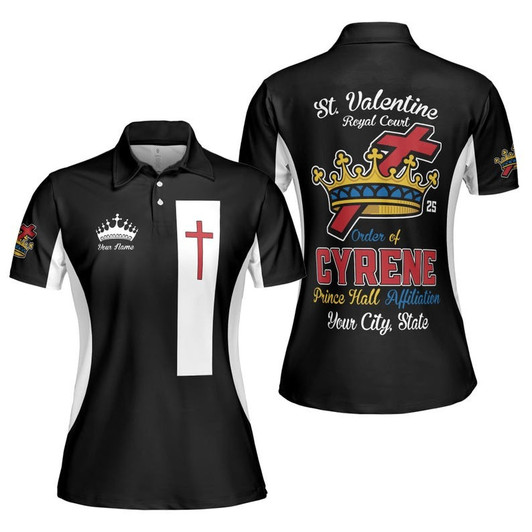 Personalized Court Name Order of the Cyrene Crusaders Prince Hall Affiliation 3D Women Polo Shirt Size S-5XL