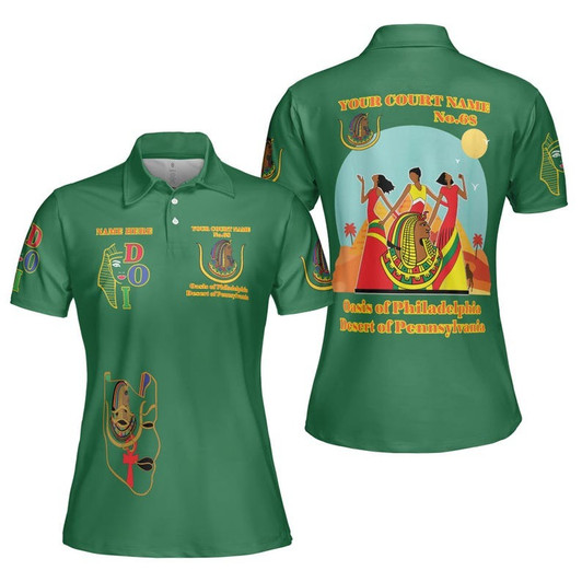 Custom Name DOI Daughters Of Isis Orange Queen Shriners Aeaonms Women's Polo Shirt Size S-5XL
