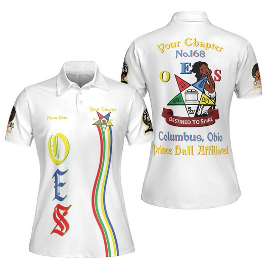 Custom Chapter Name OES Order of the Eastern Star Masonic Destined To Shine Women's Polo Shirt Size S-5XL