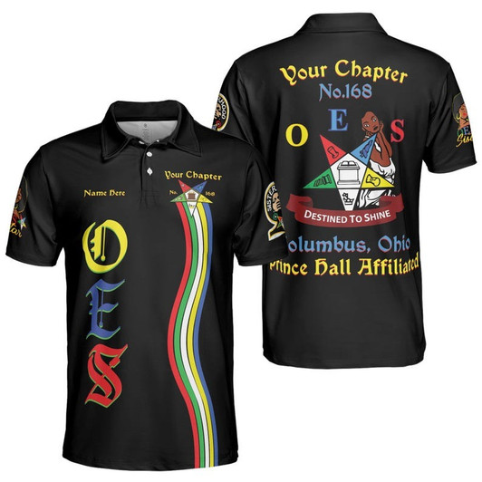 Custom Chapter Name OES Order of the Eastern Star Masonic Destined To Shine 3D Men's Polo Shirt S-5XL