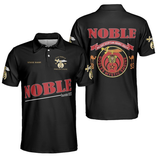 Custom Temple 1893 Shriners Noble Mystic Shrine AEAONMS 3D Men's Polo Shirt S-5XL