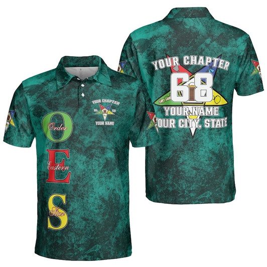 Custom Chapter OES Order of the Eastern Star Freemasonry 3D Men's Polo Shirt S-5XL