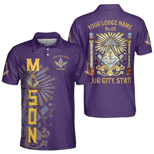 Customize Lodge Name, Name Freemasonry Sign of a Mason 3D Men's Polo Shirt S-5XL