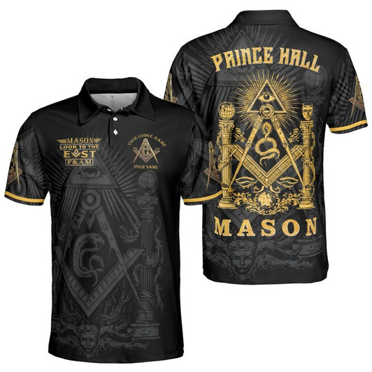 Masonic Look to the East Custom Name Prince Hall 3D Men's Polo Shirt S-5XL