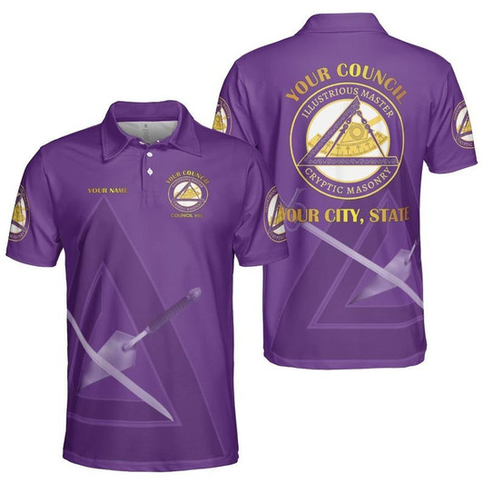 Personalized Council Royal and Select Masters Freemasonry 3D Men's Polo Shirt S-5XL