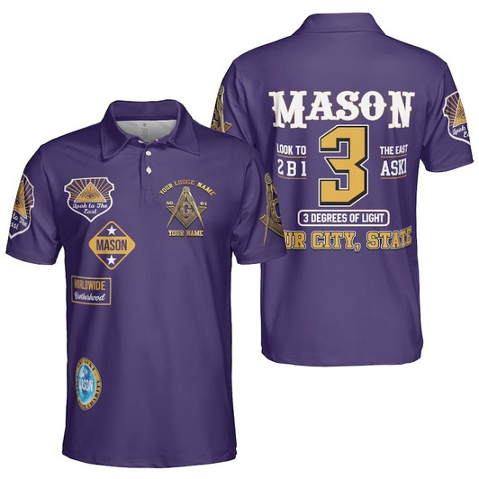 Custom Look To The East Mason Brotherhood 3D Men's Polo Shirt S-5XL