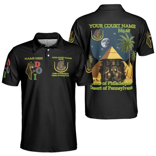 Custom Name DOI Daughters Of Isis Night Scene Shriners Aeaonms 3D Men's Polo Shirt S-5XL