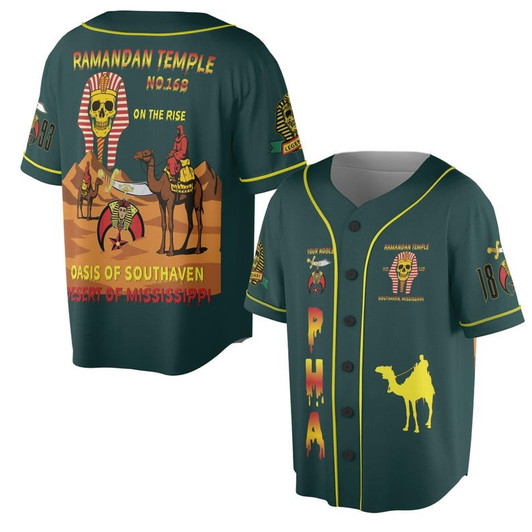 Custom Temple Name Nobles Mystic Shrine AEAONMS On The Rise 1893 PHA Freemasonry 3D Baseball Jersey Shirt Size S-5XL