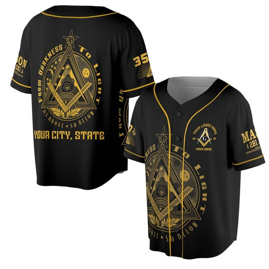 Custom Name Freemason From Darkness To Light 2B1 ASK1 3D Baseball Jersey Shirt Size S-5XL