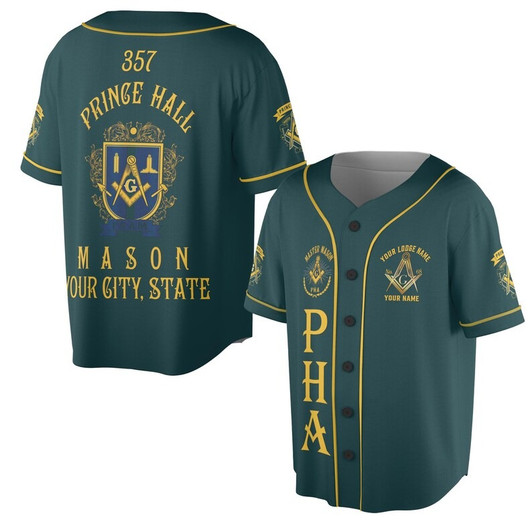 Custom Name Freemasonry 357 Prince Hall Mason 3D Baseball Jersey Shirt Size S-5XL