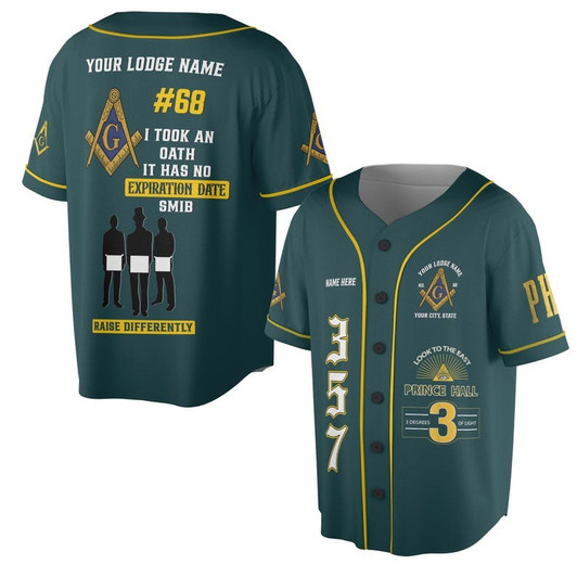 Personalized Name Freemasonry I Took An Oath Smib Prince Hall 3D Baseball Jersey Shirt Size S-5XL