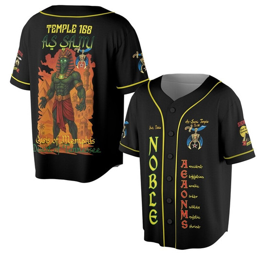 Custom Temple Name Nobles Mystic Shrine AEAONMS Pharaoh Pyramids Legendary Freemasonry 3D Baseball Jersey Shirt Size S-5XL