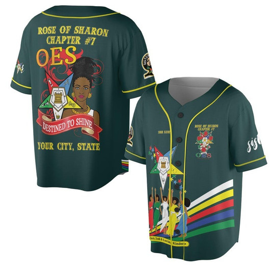 Custom Chapter Name OES Diva Sisters Order of the Eastern Sister Destined To Shine 3D Baseball Jersey Shirt Size S-5XL