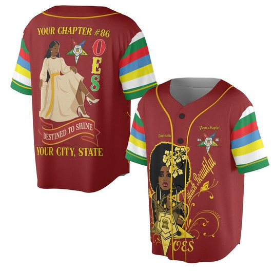 Custom Chapter Name OES Order Of The Eastern Star Destined To Shine Color Block 3D Baseball Jersey Shirt Size S-5XL