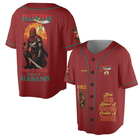 Custom Temple Name Nobles 1983 AEAONMS Warrior Sons Of The Desert Shriners Prince Hall 3D Baseball Jersey Shirt Size S-5XL