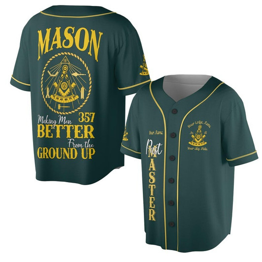 Personalized Name Past Master Making Men BETTER From the Ground Up Freemason 3D Baseball Jersey Shirt Size S-5XL