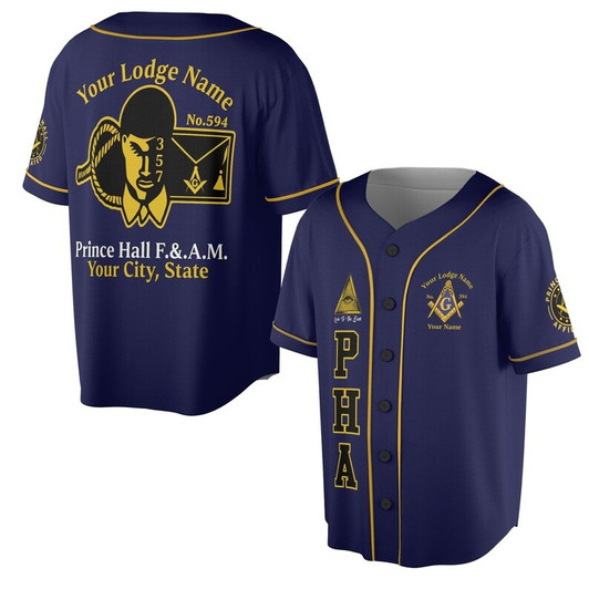 Personalized Name Prince Hall Affiliated F&AM PHA The Black Suits Freemason 3D Baseball Jersey Shirt Size S-5XL