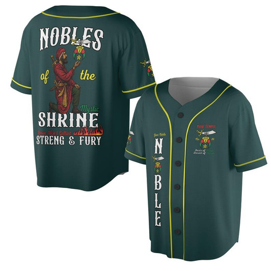 Custom Temple Name Nobles Mystic Shrine AEAONMS Known, Wise & Gallant Streng Fury 3D Baseball Jersey Shirt Size S-5XL