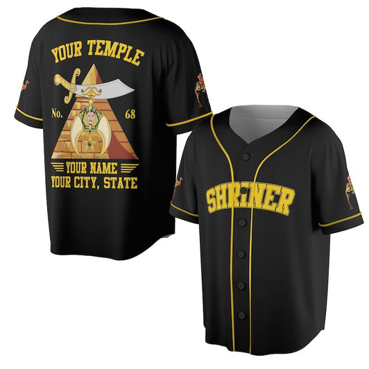 Custom Name Mystic Shrine Ancient Egyptian 3D Baseball Jersey Shirt Size S-5XL